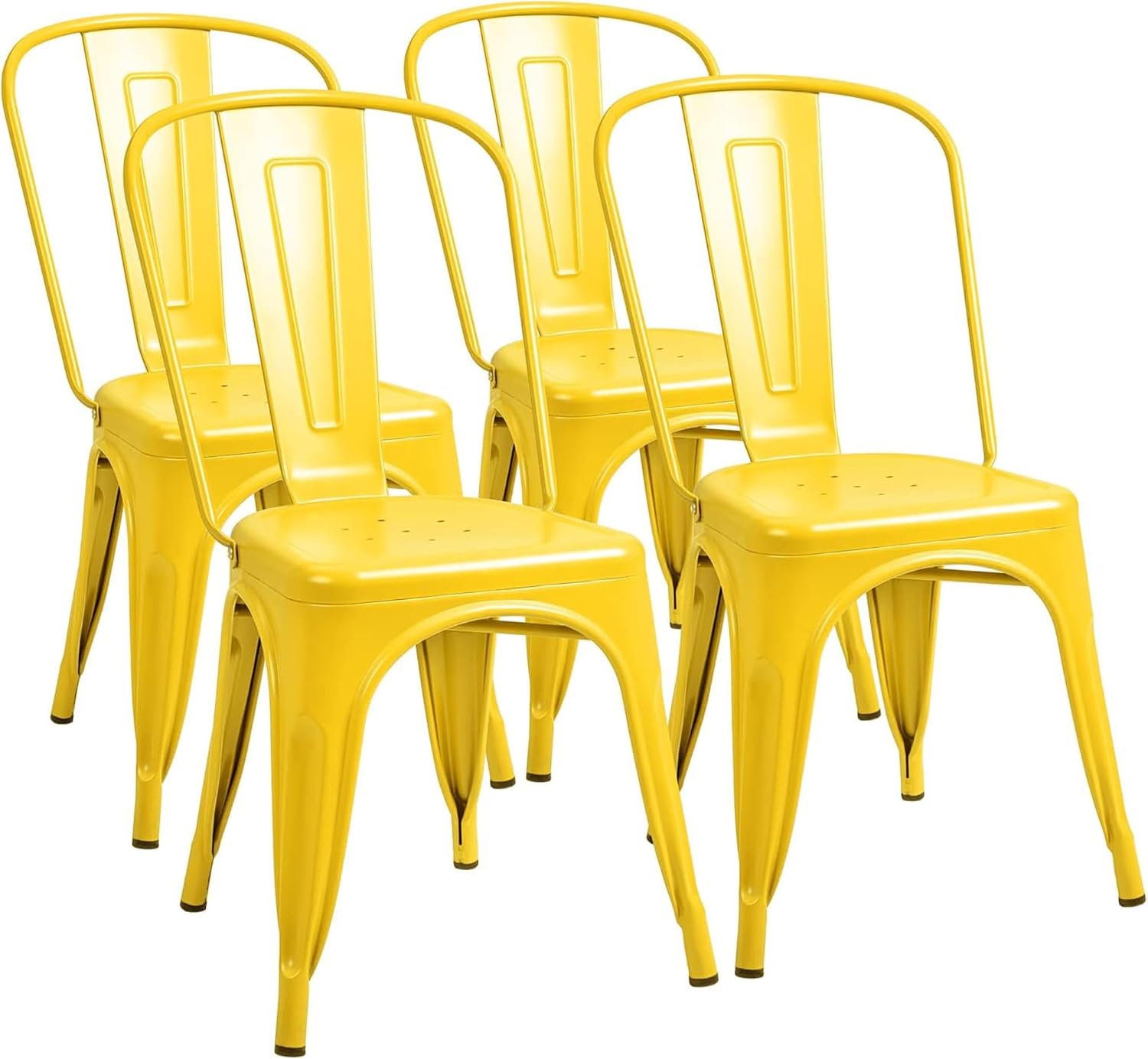 Outdoor Furniture Yellow - مجموعة كراسي طعام معدنية مكونة من