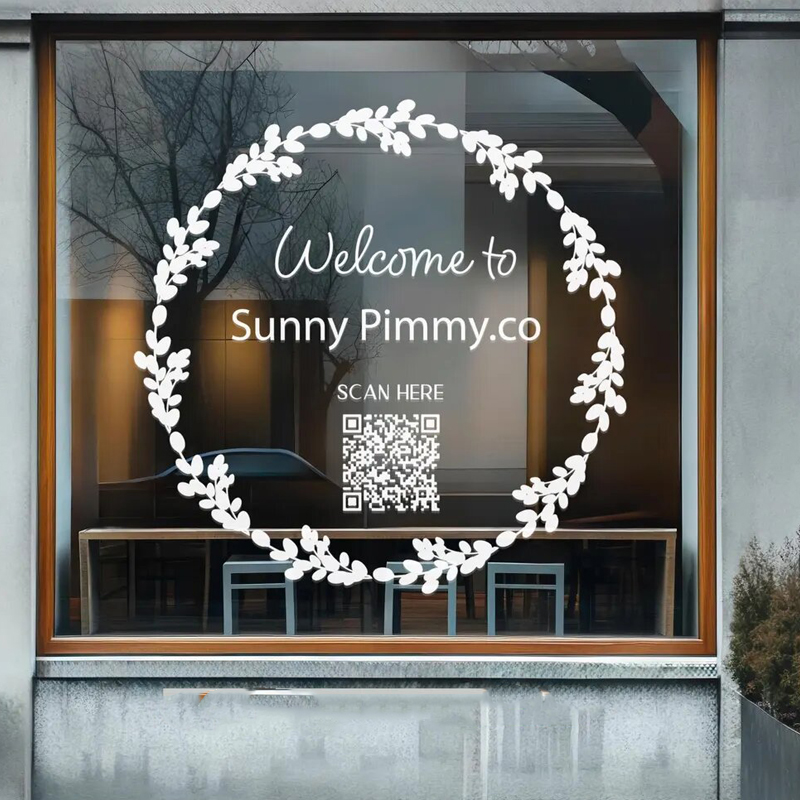 Outdoor Furniture Store - ملصق إكليل أوراق الشجر لتزيين نافذة