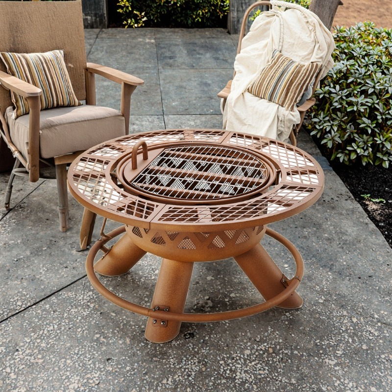 Outdoor Furniture Fire Pit Set - مجموعة شواء وتدفئة خارجية حديثة لعام