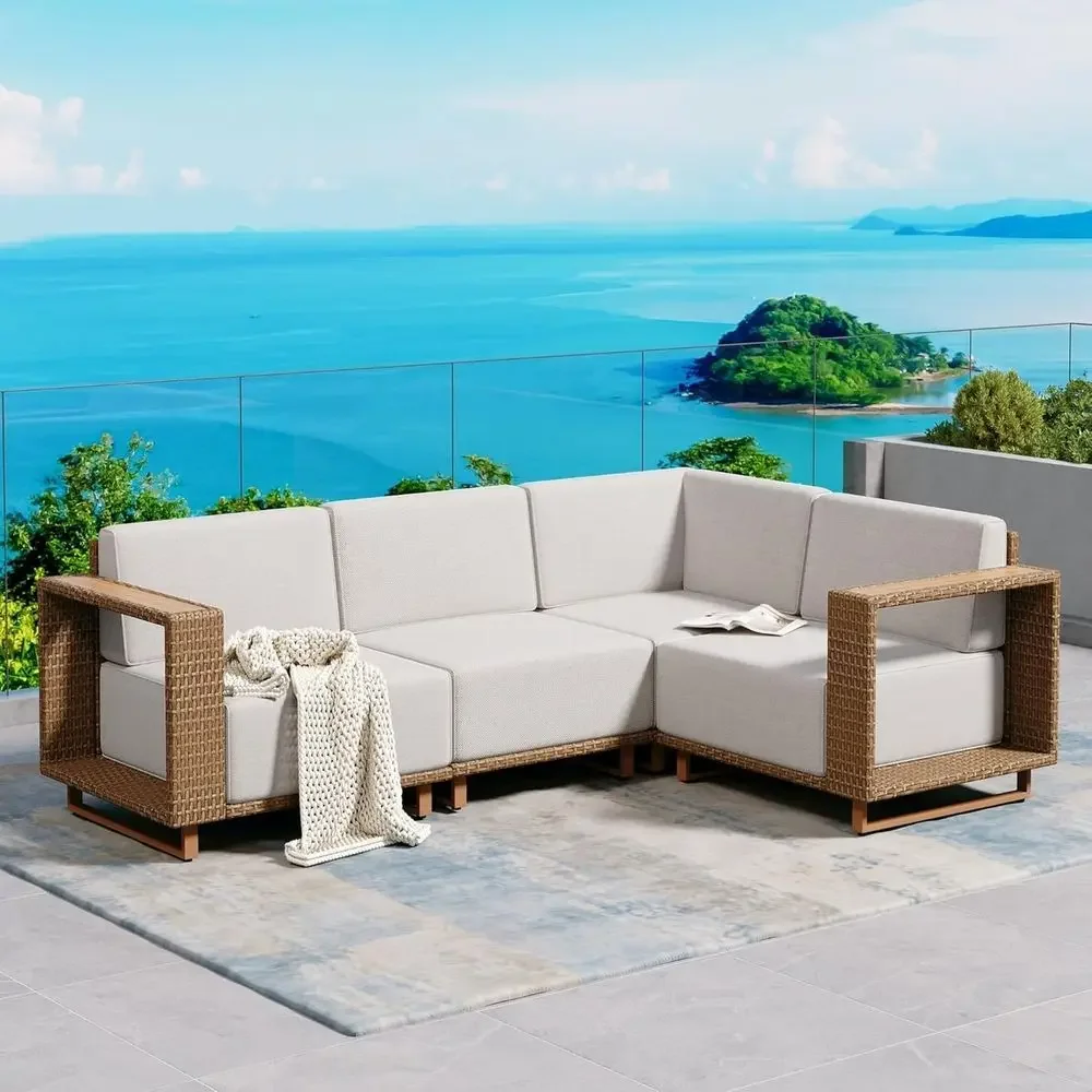 Outdoor Furniture Yellow - أريكة خارجية على شكل حرف L