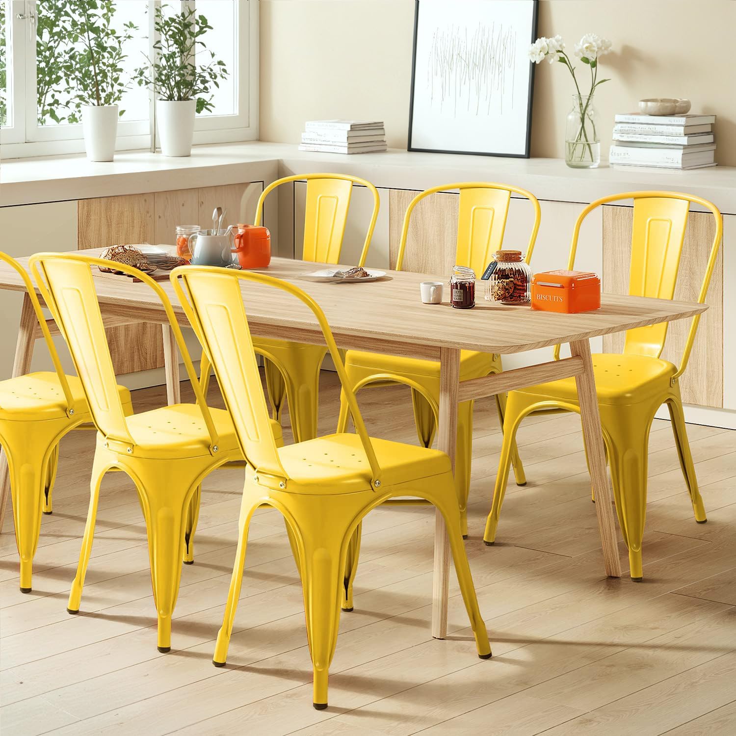 مجموعة كراسي طعام معدنية مكونة - مراجعة Outdoor Furniture Yellow وسعره