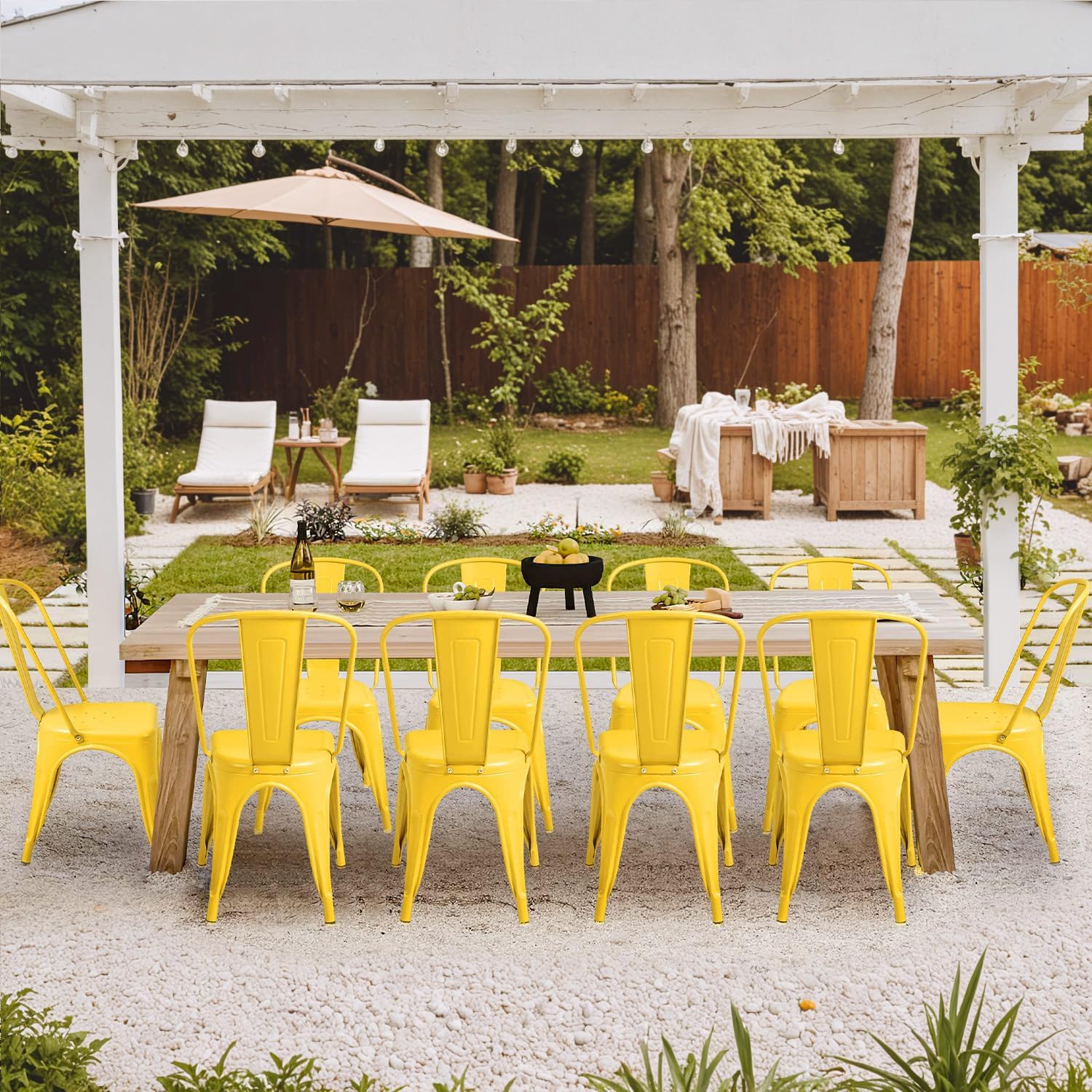 مجموعة كراسي طعام معدنية مكونة - مراجعة Outdoor Furniture Yellow وسعره
