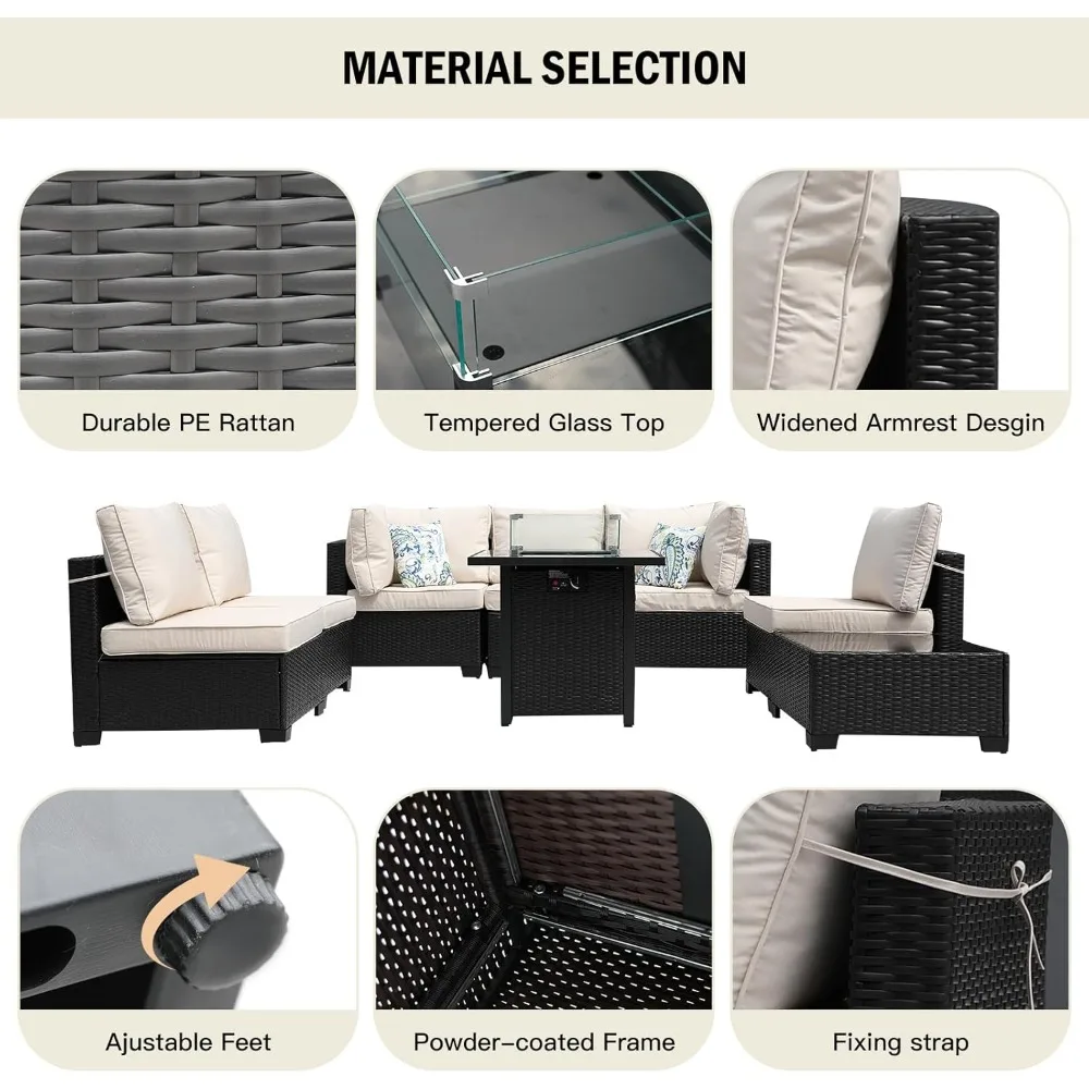 أريكة مقطعية خارجية مكونة من 8 - مراجعة Outdoor Furniture Fire Pit Set وسعره
