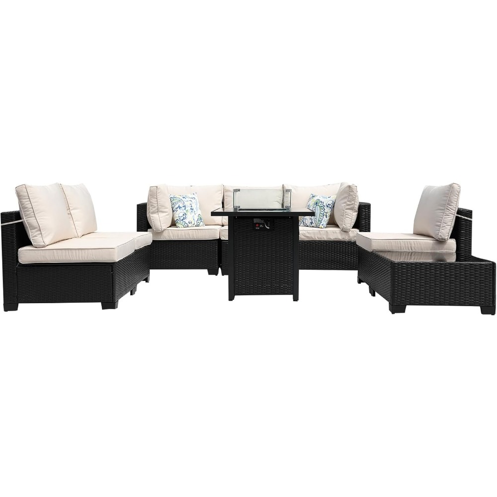 أريكة مقطعية خارجية مكونة من 8 - مراجعة Outdoor Furniture Fire Pit Set وسعره