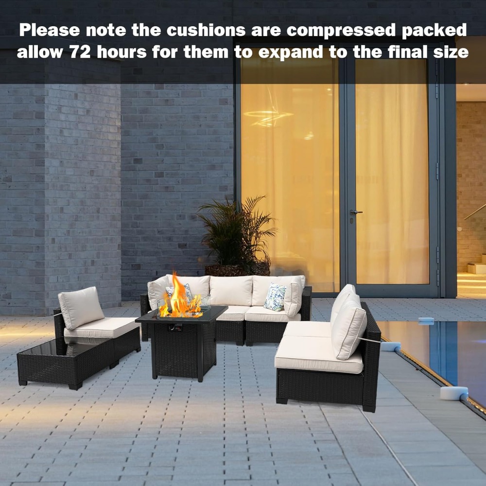 أريكة مقطعية خارجية مكونة من 8 - مراجعة Outdoor Furniture Fire Pit Set وسعره
