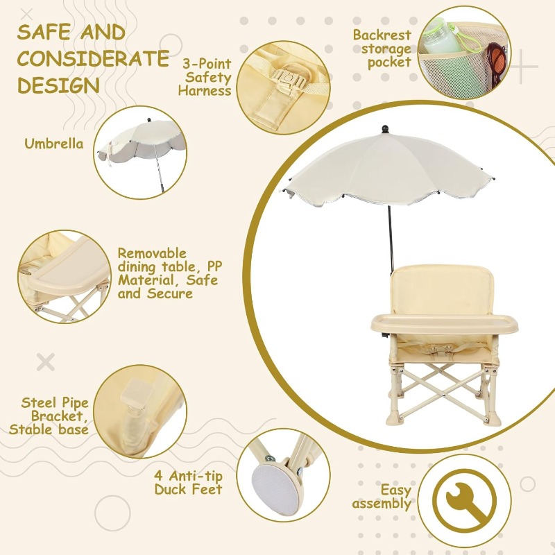 كرسي شاطئ للأطفال مع مظلة ومسن - مراجعة Outdoor Furniture Table And Chairs وسعره