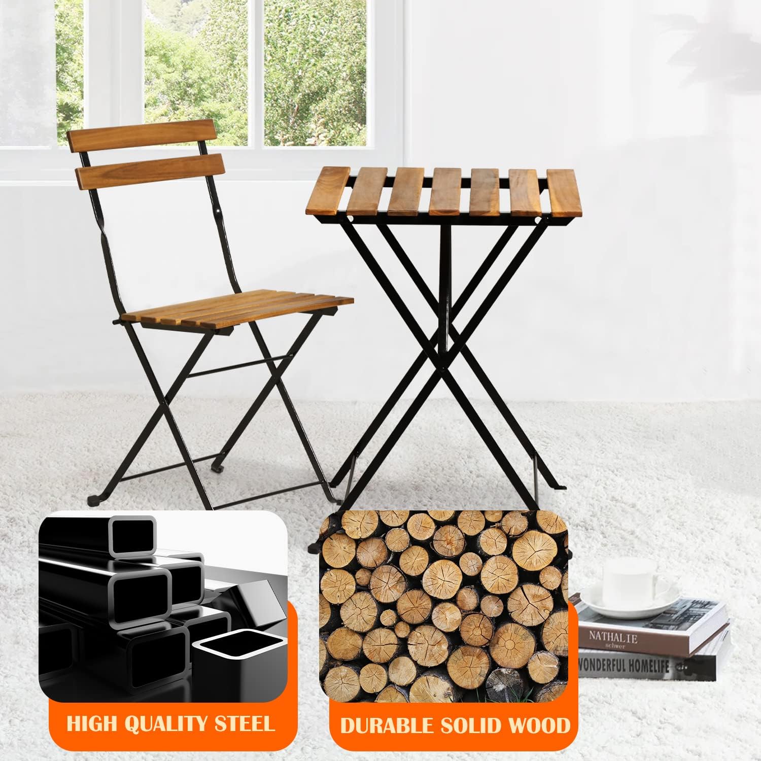 طقم بيسترو خشبي طبيعي قابل للط - مراجعة Outdoor Furniture Sofa وسعره