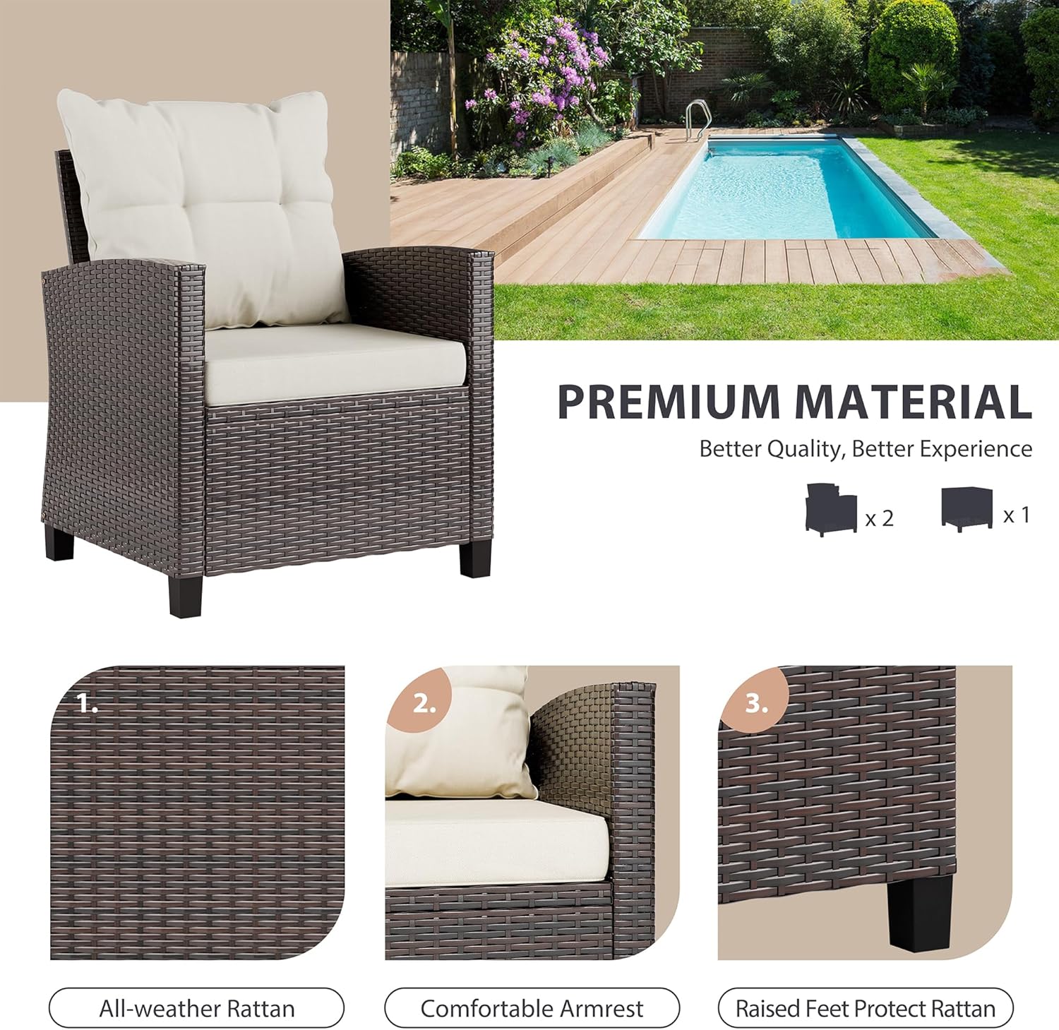 طقم بيسترو من الخيزران المضغوط - مراجعة Outdoor Furniture Sofa وسعره