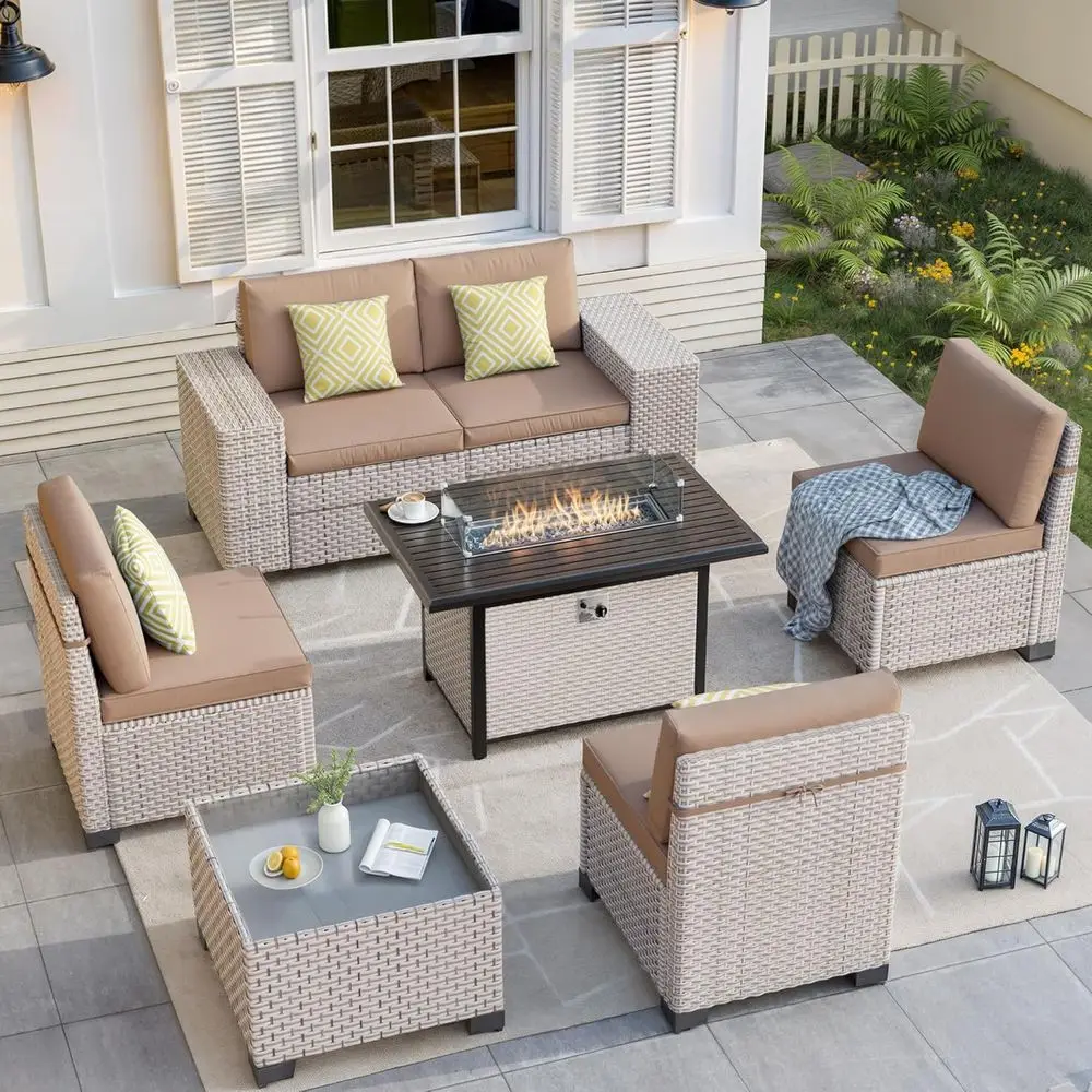 طقم أثاث خارجي مكون من 7 قطع م - مراجعة Outdoor Furniture Fire Pit Set وسعره