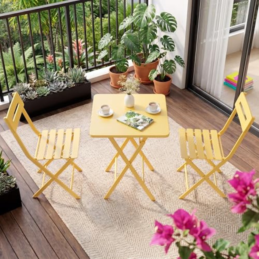 طقم بيسترو مكون من 3 قطع للفنا - مراجعة Outdoor Furniture Yellow وسعره