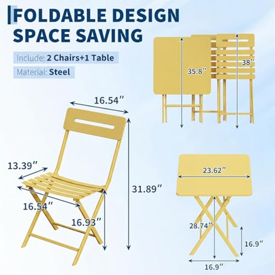 طقم بيسترو مكون من 3 قطع للفنا - مراجعة Outdoor Furniture Yellow وسعره