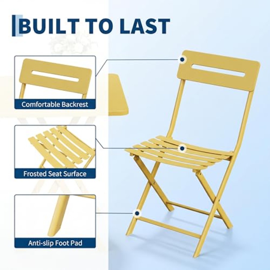 طقم بيسترو مكون من 3 قطع للفنا - مراجعة Outdoor Furniture Yellow وسعره