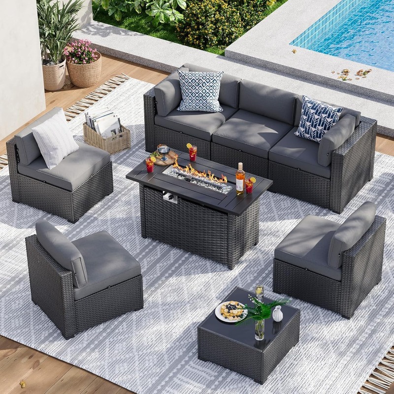 مجموعة أثاث الفناء من أوكسون م - مراجعة Outdoor Furniture Fire Pit Set وسعره