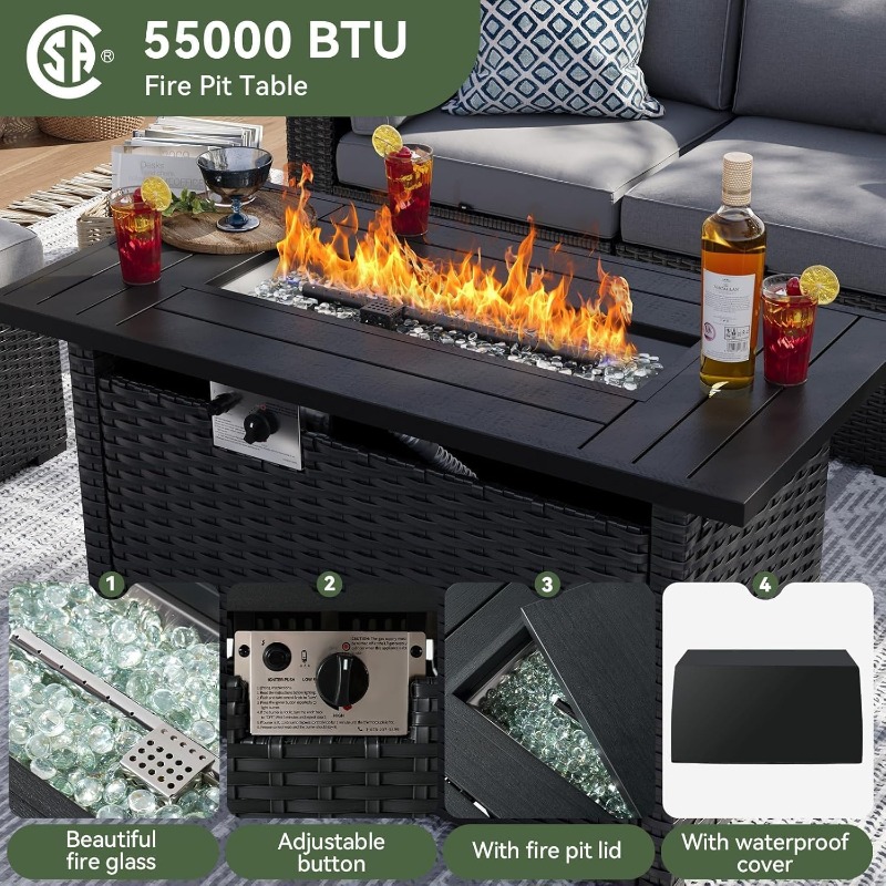 مجموعة أثاث الفناء من أوكسون م - مراجعة Outdoor Furniture Fire Pit Set وسعره