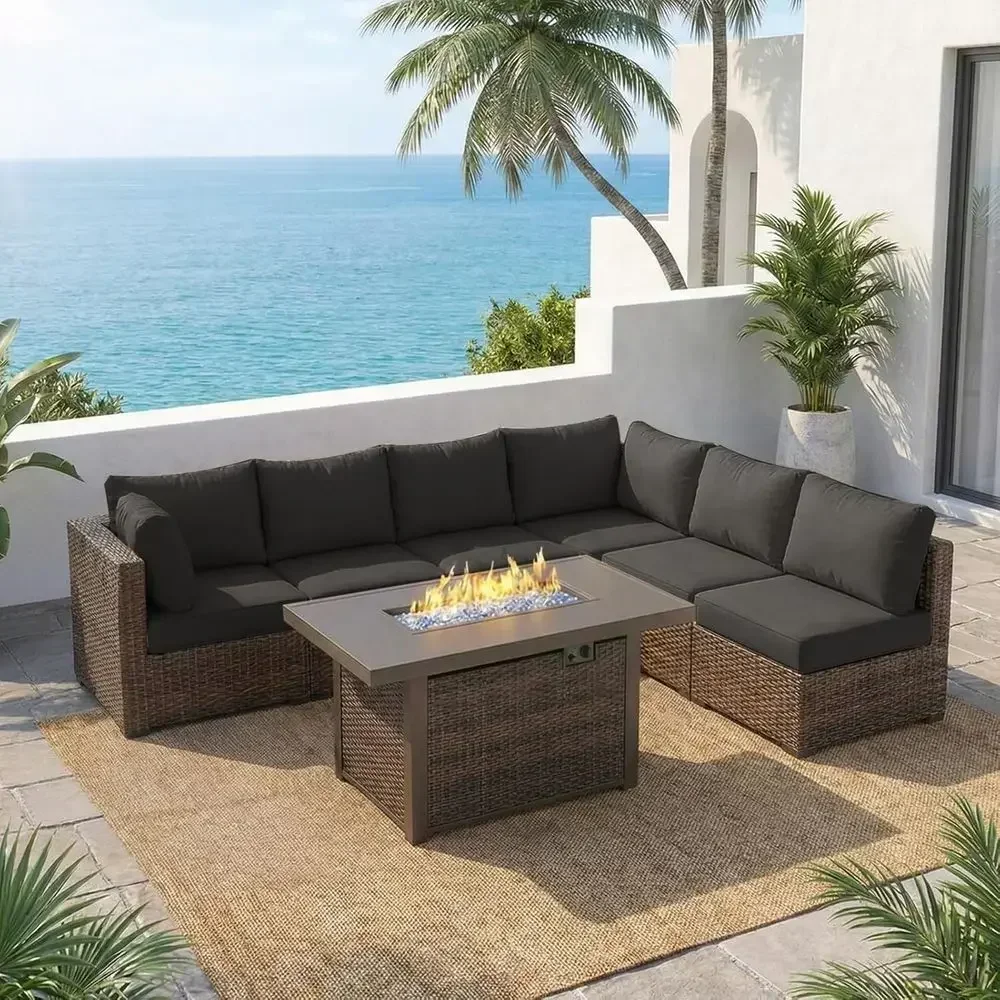 طقم أثاث خارجي مكون من 7 قطع م - مراجعة Outdoor Furniture Fire Pit Set وسعره
